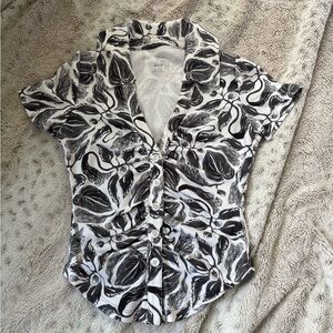 Maeve Black and White Patterned Women's Top